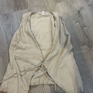 Light Cream linen Women’s Open-Front Wrap Jacket double tie size small old navy